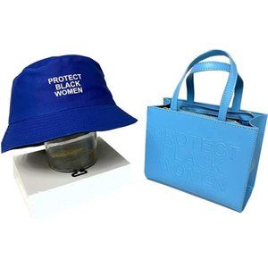 Blue Protect Black Women Purse and Tote Hat Set